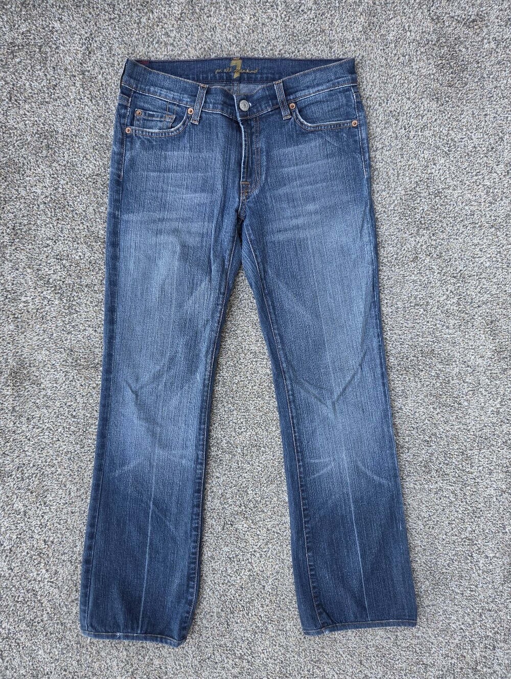 7 For All Mankind Y2K Squiggle Bootcut Jeans Size 28 Low Rise Vtg Made in USA
